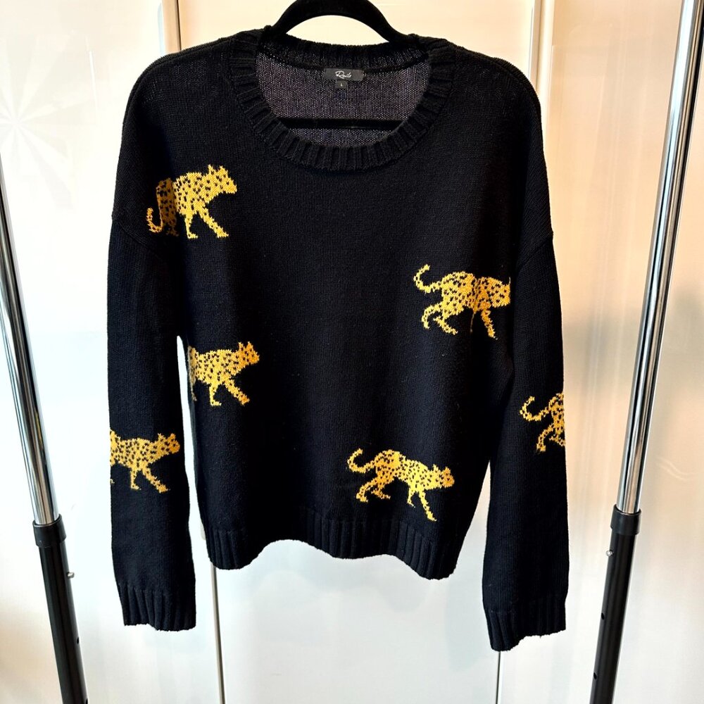 Rails - Black/Gold Leopard Sweater - Size Large